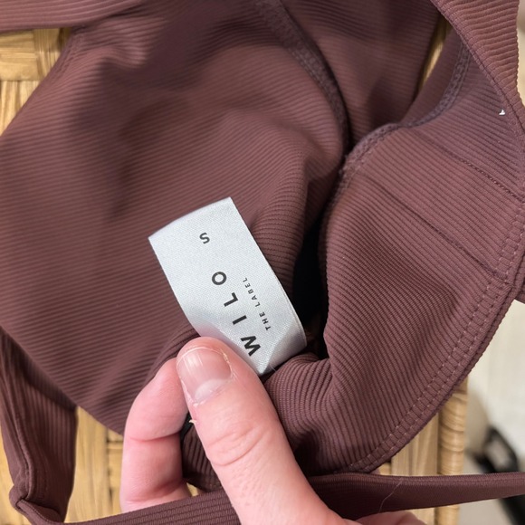 WILO The Label Ribbed Chocolate brown Sports Bra Athletic Top Size Small - Picture 4 of 5